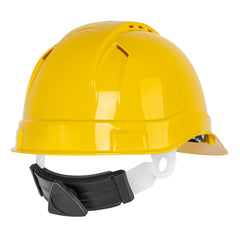 Casco de seguridad ventilado, ajuste de matraca, amarillo