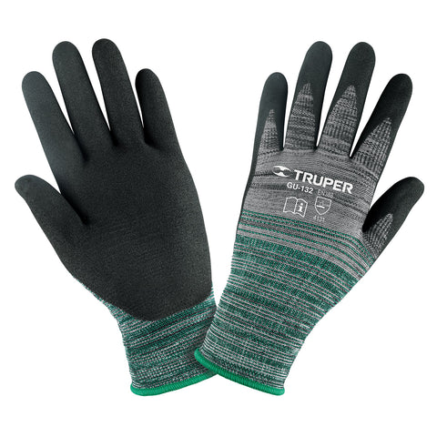 Guantes de nylon recubiertos de nitrilo arenoso, M, TRUPER